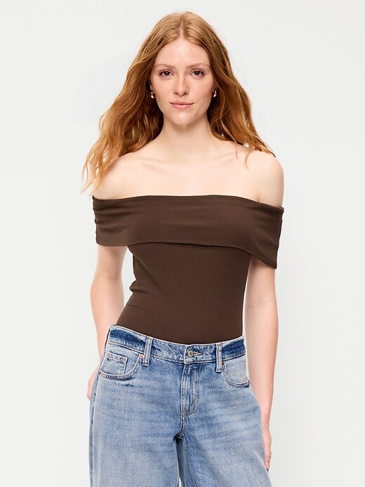 Image number 1 showing, Off-The-Shoulder Fitted Top
