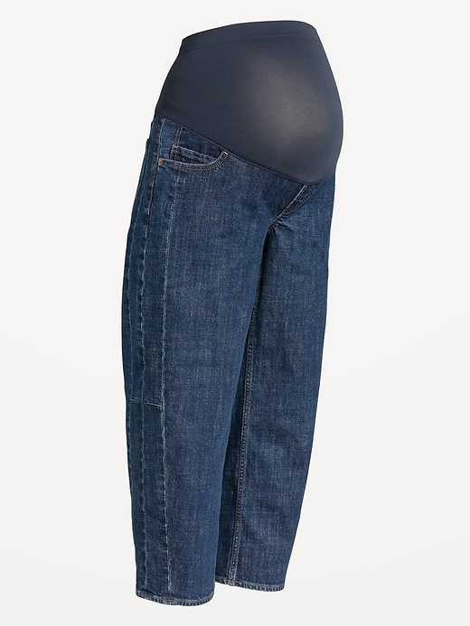 Image number 4 showing, Maternity Full-Panel Barrel Ankle Jeans