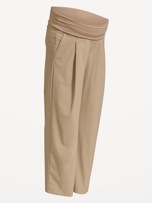 L'image numéro 1 présente Pantalon de tailleur Tech Élégant à taille rabattable de Maternité