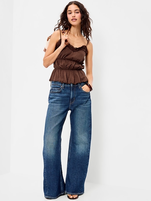 Image number 3 showing, Lace-Trim Smocked-Waist Tank Top