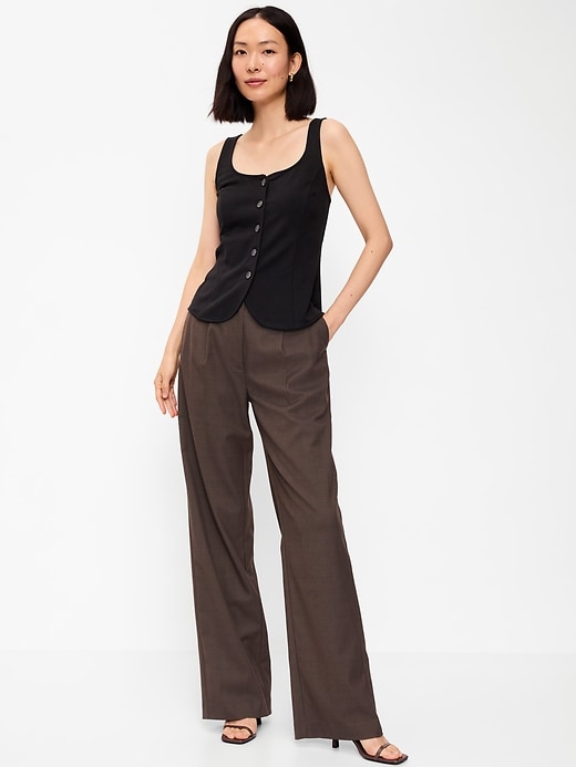 Image number 1 showing, High-Waisted Taylor Trouser Wide-Leg Pants