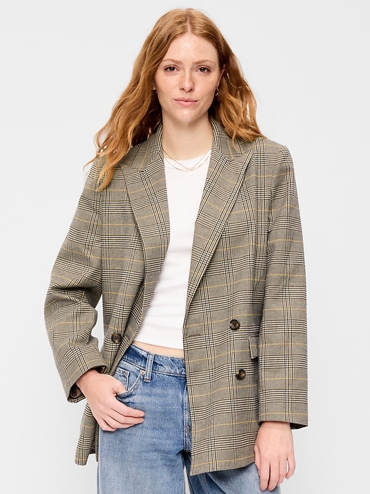 Image number 1 showing, Oversized Twill Double-Breasted Blazer