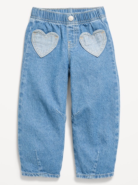 Super Baggy Heart-Pocket Barrel-Leg Jeans for Toddler Girls