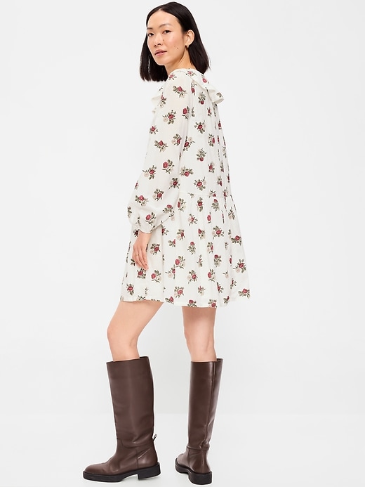 Image number 2 showing, Long-Sleeve Ruffle-Collar Swing Mini Dress