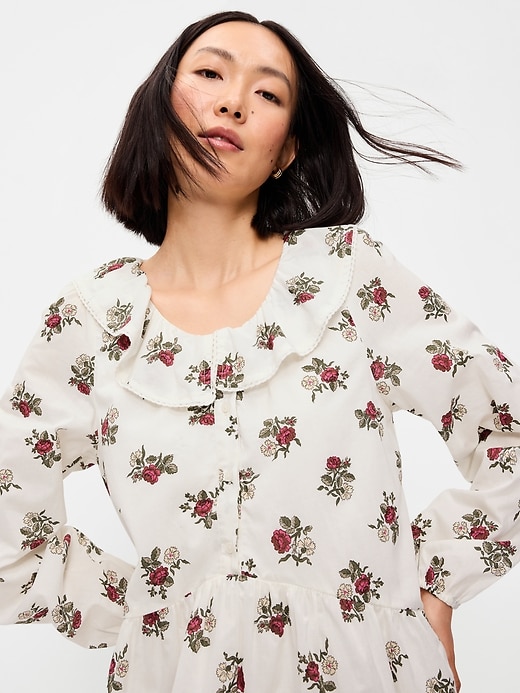 Image number 4 showing, Long-Sleeve Ruffle-Collar Swing Mini Dress