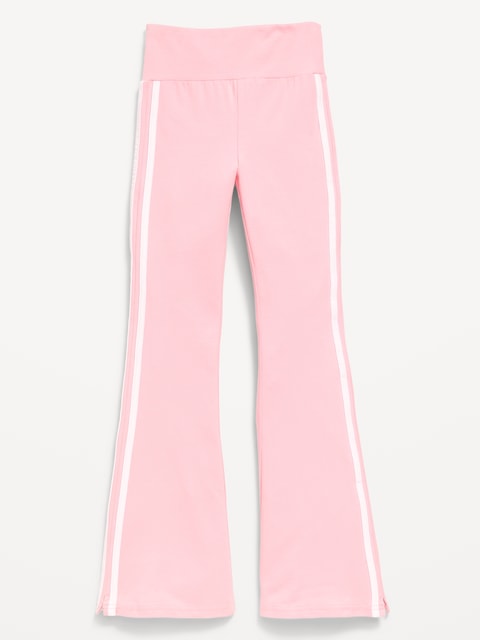 High-Waisted Side Striped Flared Leggings for Girls