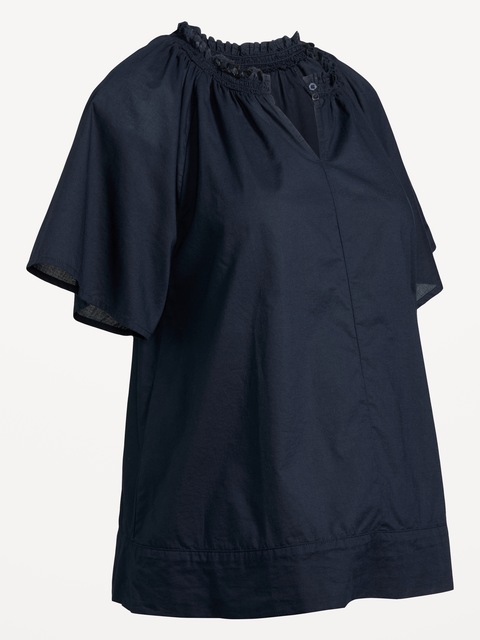 Maternity Ruffle-Collar Popover Top