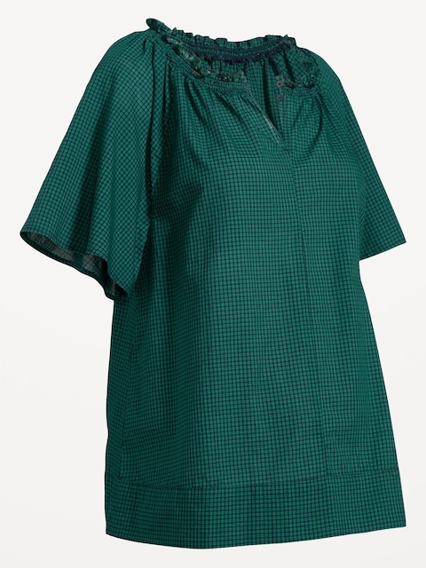 Maternity Ruffle-Collar Popover Top