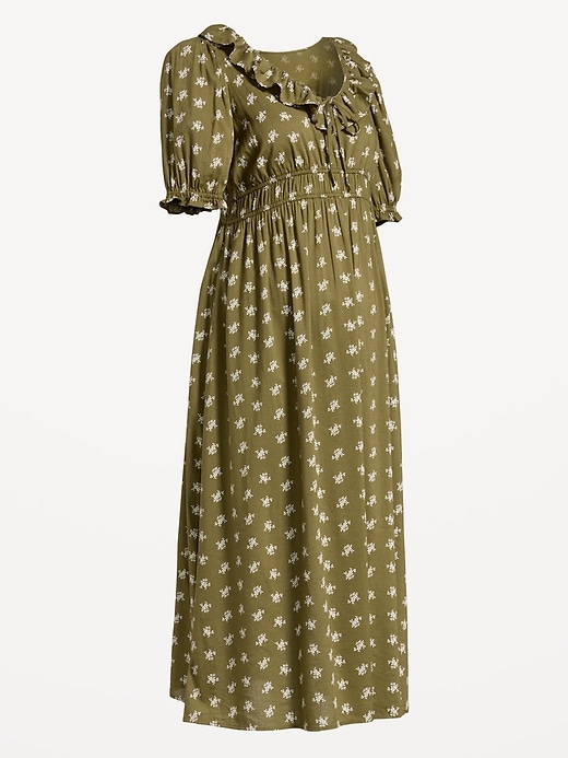 Image number 1 showing, Maternity Puff-Sleeve Maxi Dress