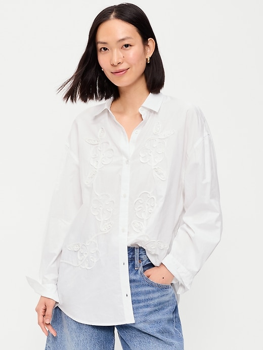Image number 1 showing, Oversized Button-Down Boyfriend Shirt