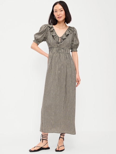 Ruffle-Trim Boho Maxi Dress