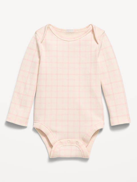 Printed Long-Sleeve Ribbed Bodysuit for Baby