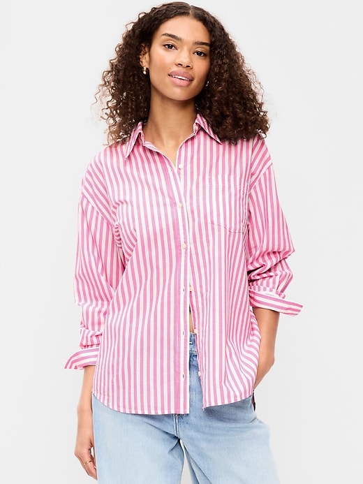 Image number 1 showing, Oversized Button-Down Boyfriend Shirt