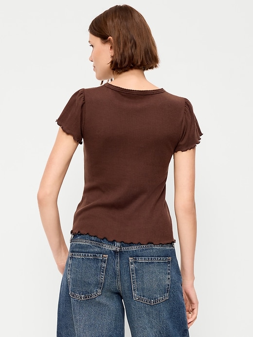 Image number 2 showing, Lettuce-Edge Pointelle Top