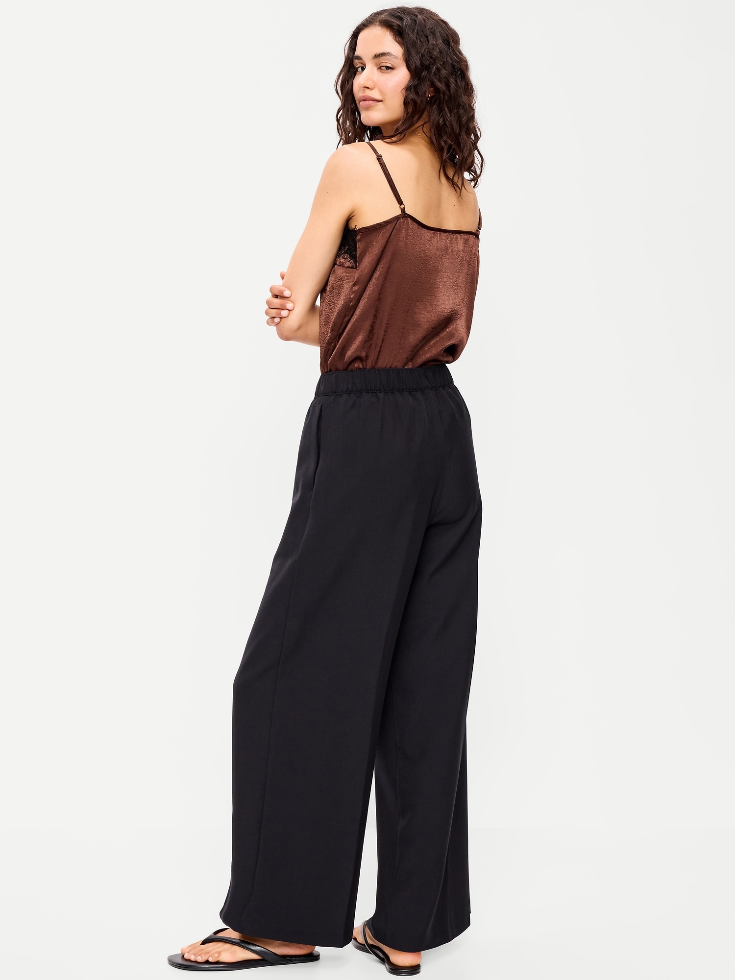 High-Waisted Wide-Leg Trouser Pants