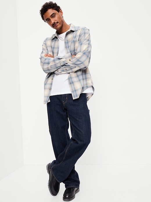 Image number 3 showing, Relaxed Long-Sleeve Plaid Flannel Pocket Shirt