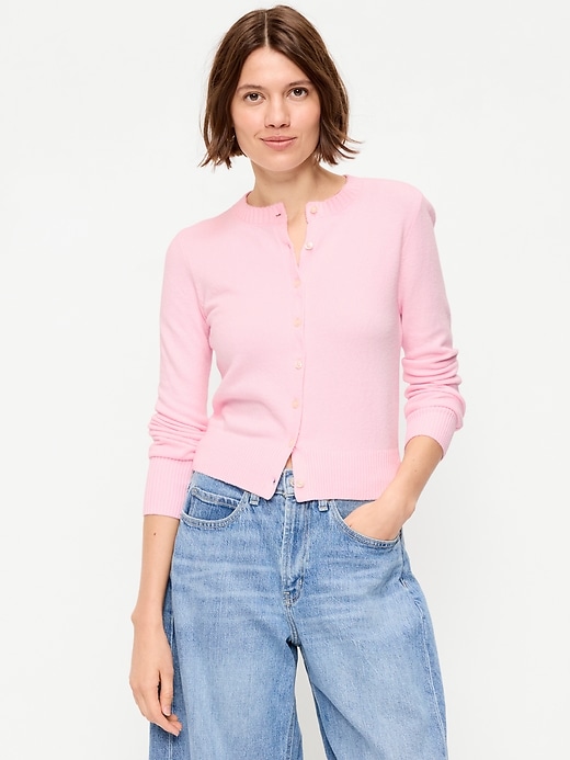 Image number 1 showing, SoSoft Cropped Crew-Neck Cardigan