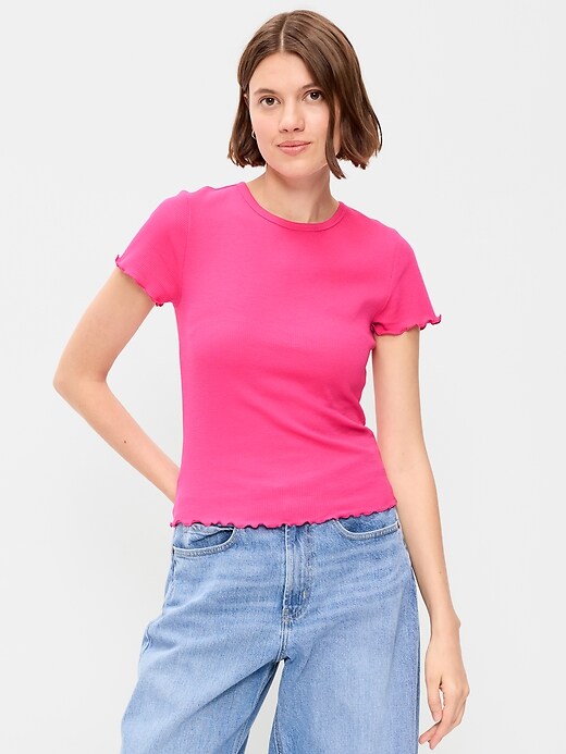 L'image numéro 1 présente T-shirt ajusté court en tricot gaufré
