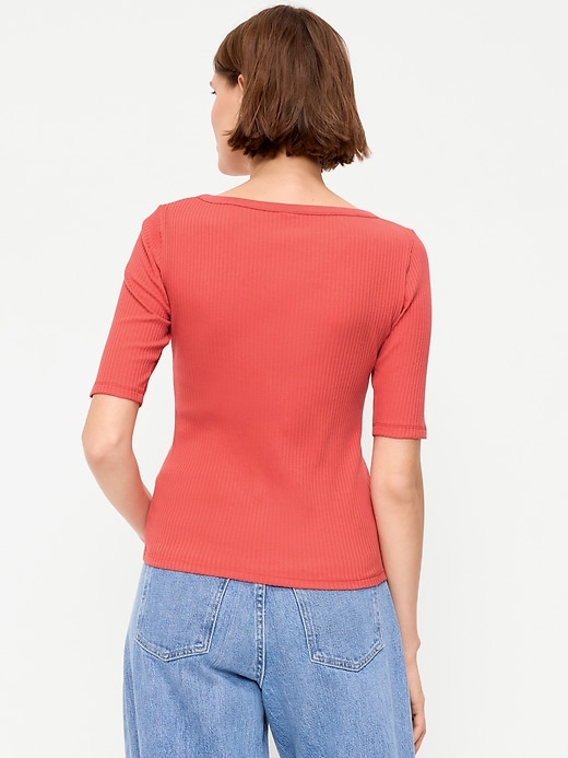 Image number 2 showing, Scoop-Neck Fitted Henley Top