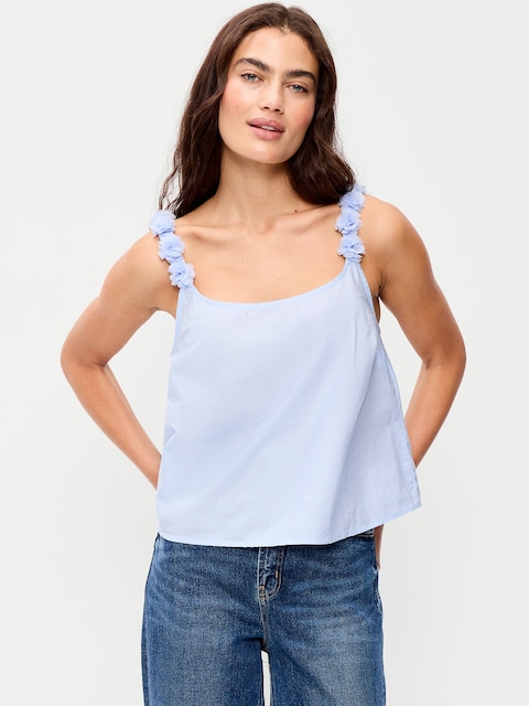 Rosette-Strap Tank Top