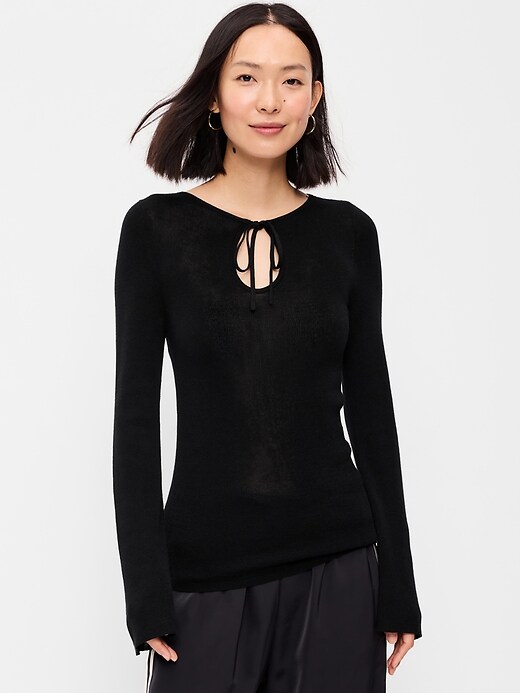 Image number 1 showing, Bell-Sleeve Keyhole Top