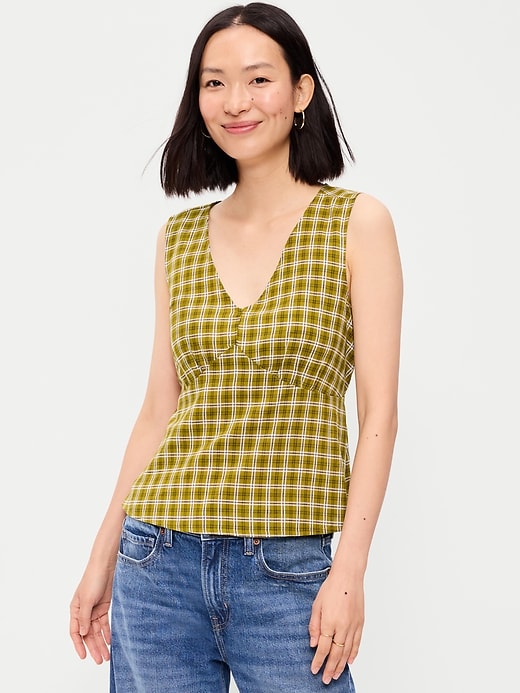 Image number 1 showing, Sleeveless V-Neck Tie-Back Top