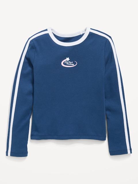 T-SHIRT AJUSTÉ À MANCHES LONGUES À IMPRIMÉ POUR FILLE
