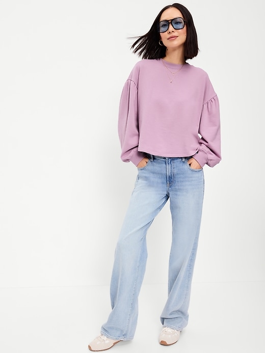 Image number 3 showing, SoComfy Oversized Puff-Sleeve Cropped Sweatshirt
