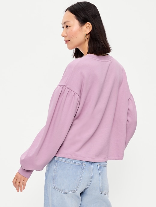 Image number 2 showing, SoComfy Oversized Puff-Sleeve Cropped Sweatshirt