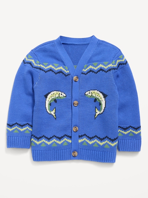 Oversized Graphic Cardigan Sweater for Toddler Boys