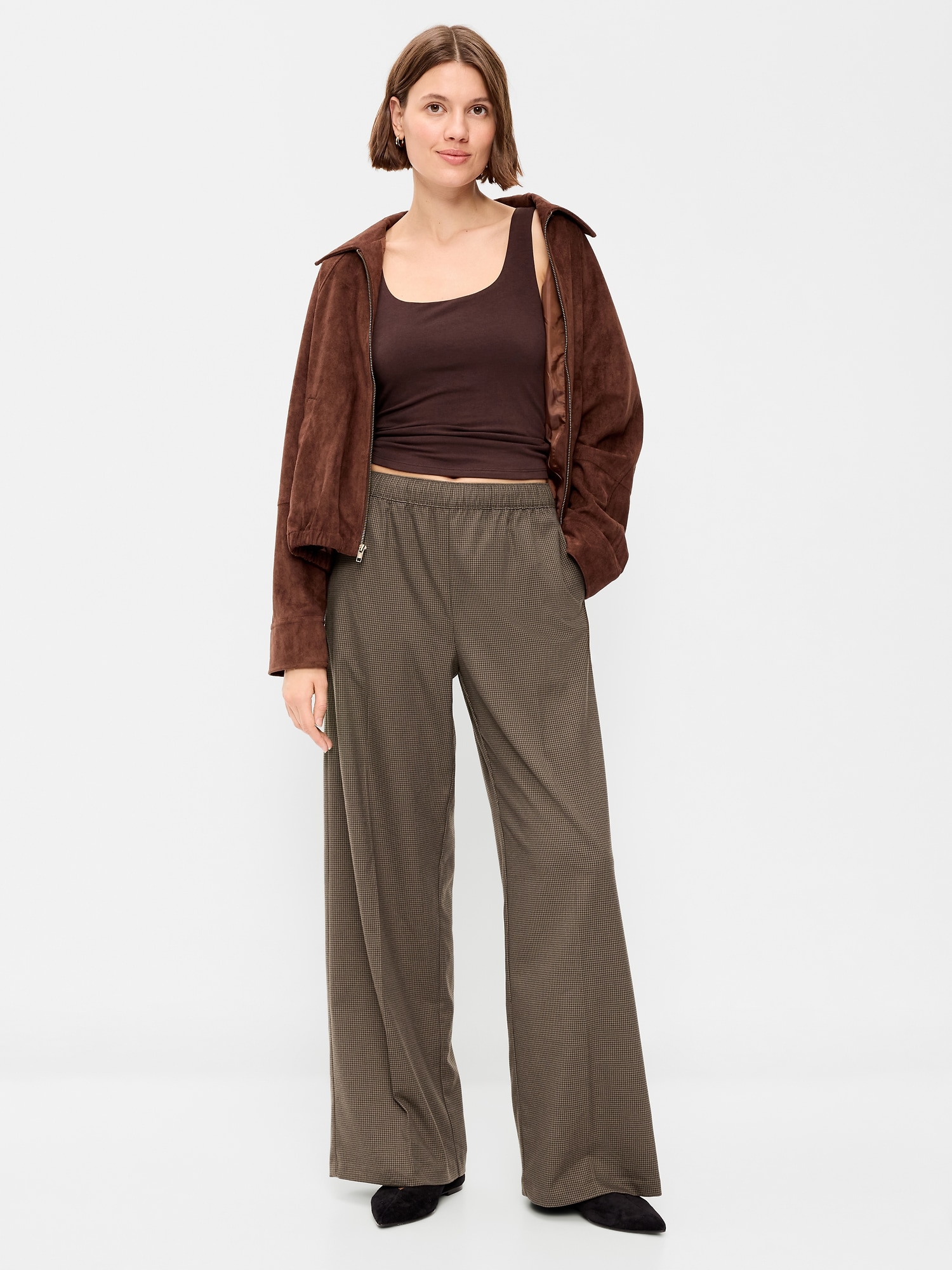 High-Waisted Wide-Leg Trouser Pants