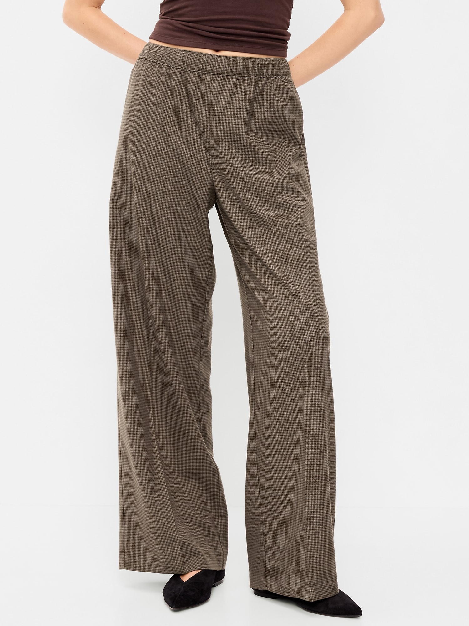 High-Waisted Wide-Leg Trouser Pants