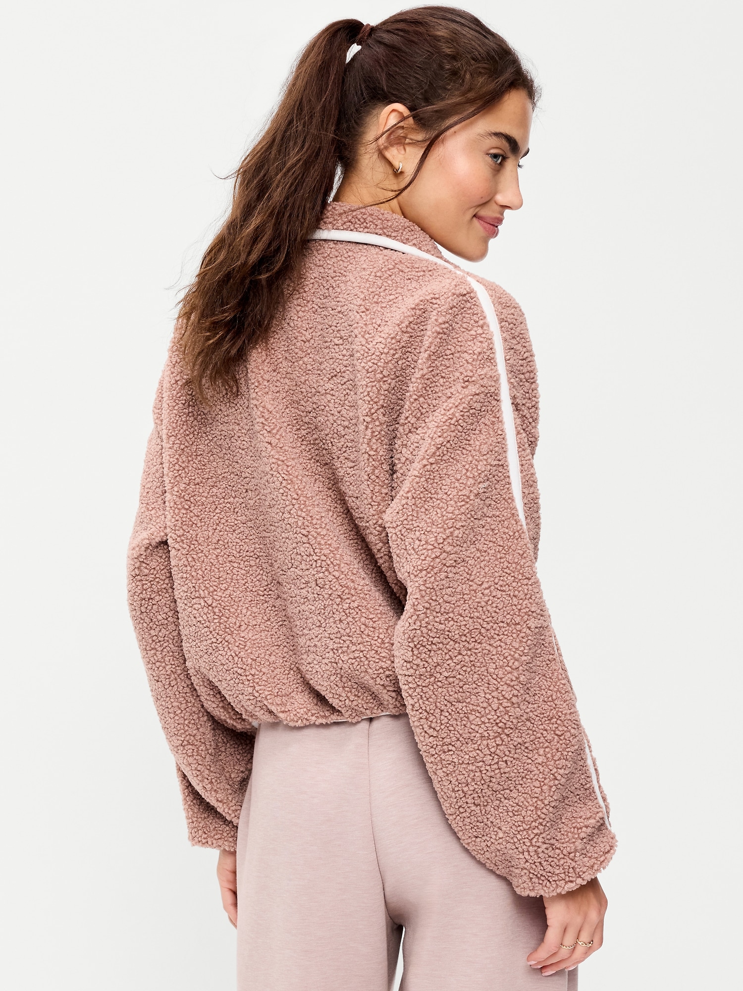 Loose Sherpa Quarter-Zip Pullover