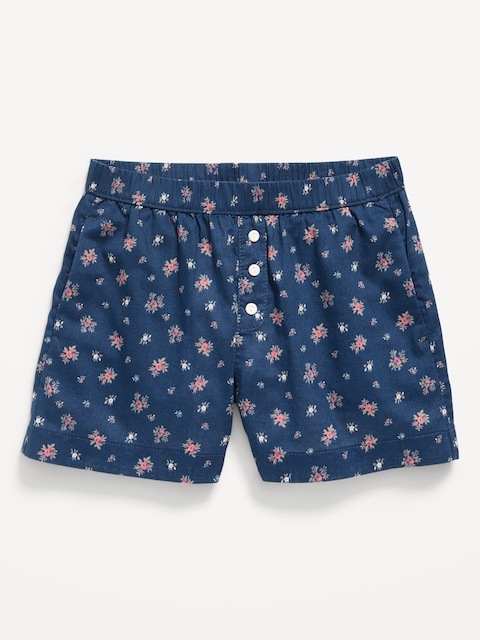 Printed Poplin Boxer Shorts for Girls