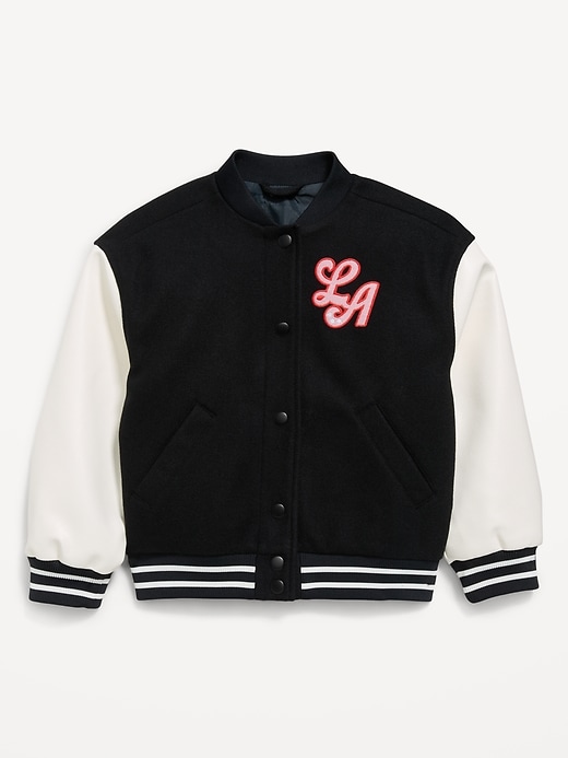 Image number 1 showing, Letterman Bomber Jacket for Girls