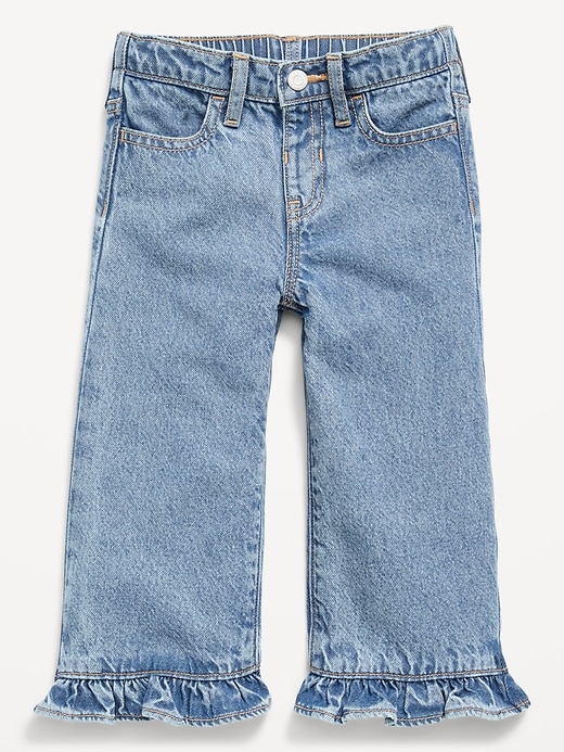 Image number 1 showing, High-Waisted Super Baggy Ruffled Wide-Leg Jeans for Girls