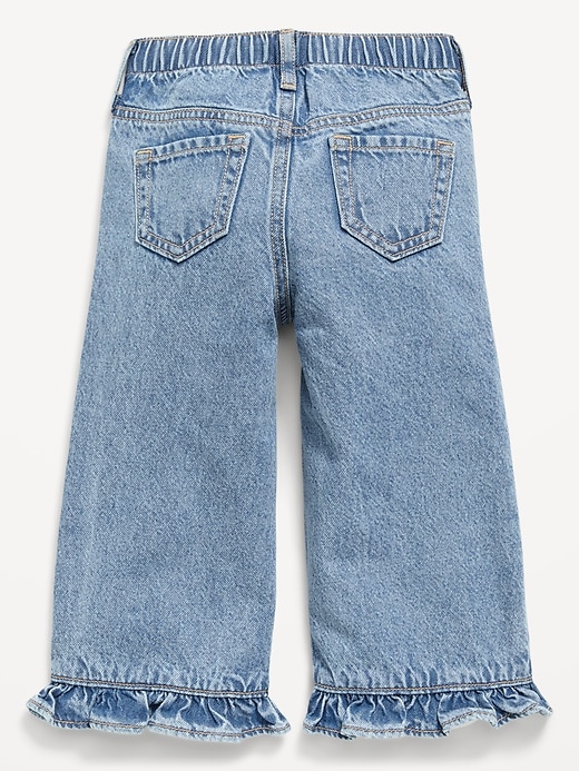 Image number 2 showing, High-Waisted Super Baggy Ruffled Wide-Leg Jeans for Girls