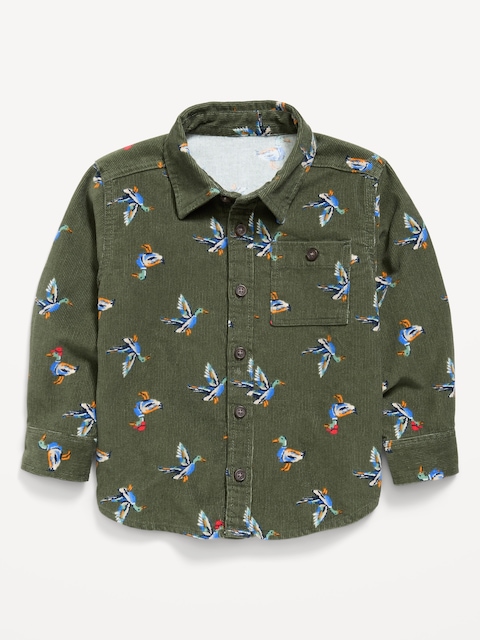 Printed Long-Sleeve Corduroy Shirt for Toddler Boys