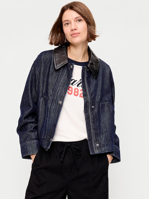 Cropped Denim Barn Jacket
