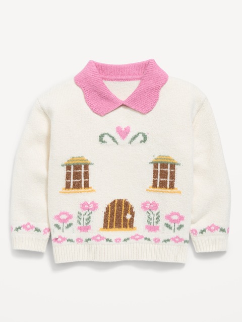 SoSoft Collared Graphic Sweater for Toddler Girls
