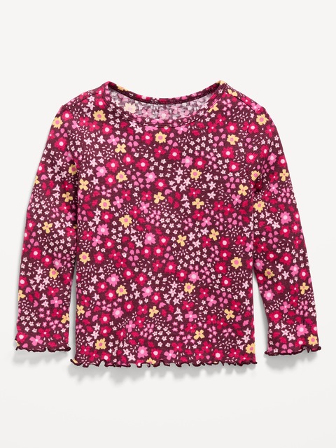T-SHIRT AJUSTÉ CÔTELÉ À MANCHES LONGUES À IMPRIMÉ POUR TOUTE-PETITE