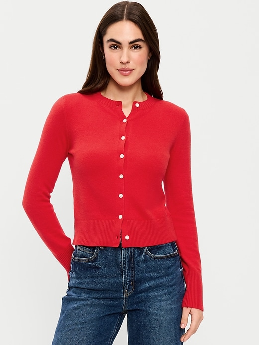 Image number 1 showing, SoSoft Cropped Crew-Neck Cardigan