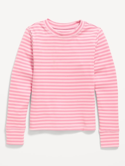 Image number 1 showing, Printed Long-Sleeve Ribbed T-Shirt for Girls