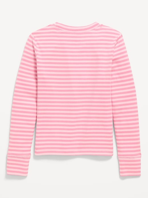 Image number 2 showing, Printed Long-Sleeve Ribbed T-Shirt for Girls