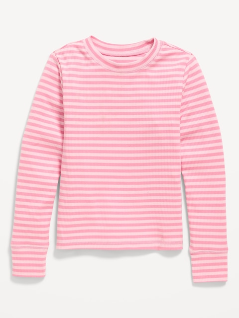 Printed Long-Sleeve Ribbed T-Shirt for Girls
