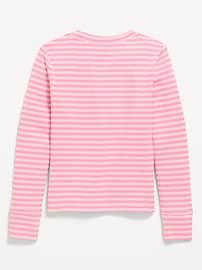 Image number 2 showing, Printed Long-Sleeve Ribbed T-Shirt for Girls