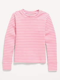 Image number 1 showing, Printed Long-Sleeve Ribbed T-Shirt for Girls