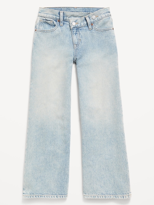 L'image numéro 1 présente Jean à ceinture croisée coupe très généreuse à jambe large pour fille