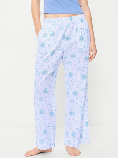 PANTALON DE PYJAMA À TAILLE HAUTE EN POPELINE