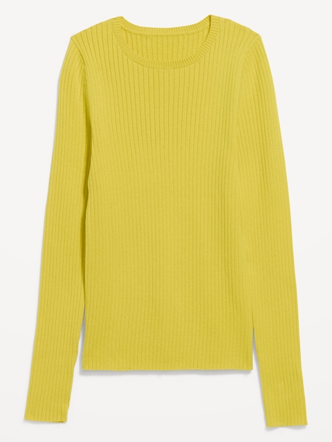 Crew-Neck Long-Sleeve Ribbed Top